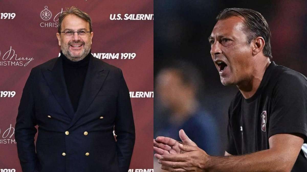 Salernitana, il ds Faggiano e l'allenatore Raffaele. Credit: US Salernitana 1919 / www.lacasadic.com