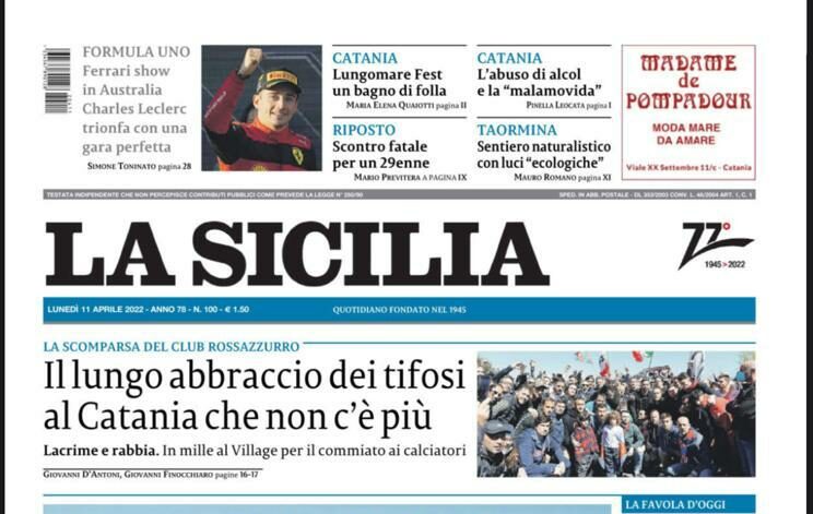 Prima Pagina La Sicilia