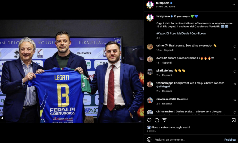 Legati si ritira: la FeralpiSalò ritira la sua maglia legati ritiro feralpisalo