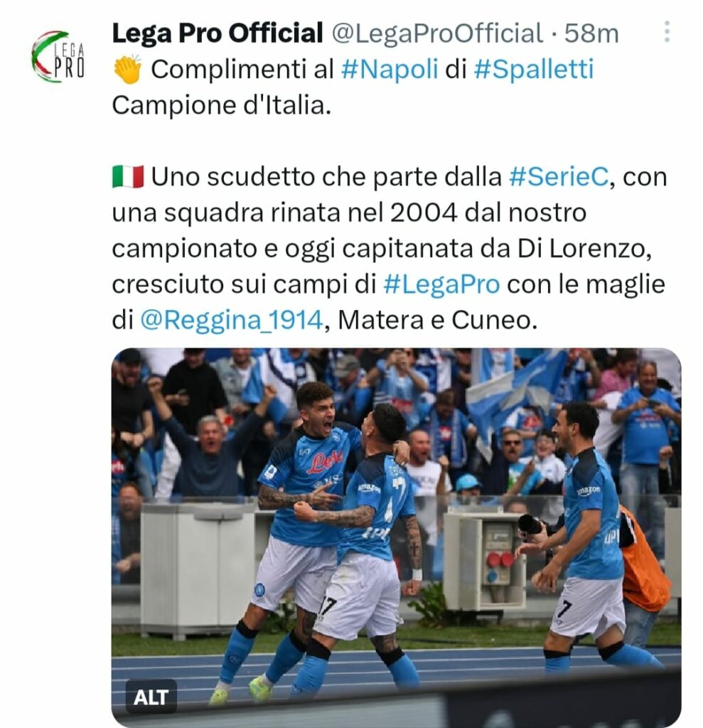 Napoli complimenti Lega Pro