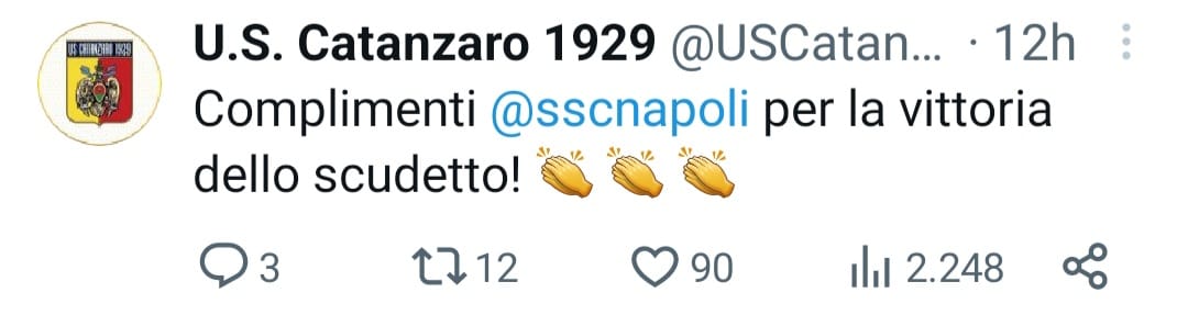 Catanzaro complimenti Napoli