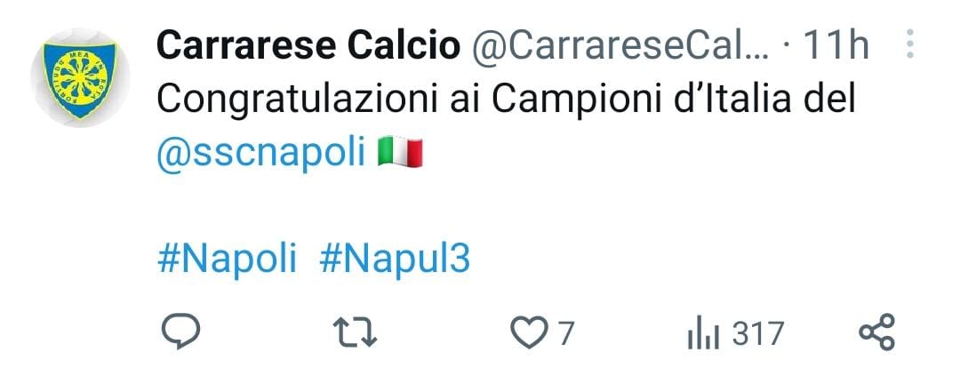 Carrarese complimenti Napoli