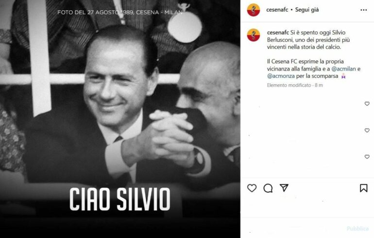 morte berlusconi reazioni mondo calcio