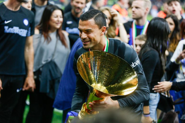 Audero campione d'Italia con la maglia dell'Inter