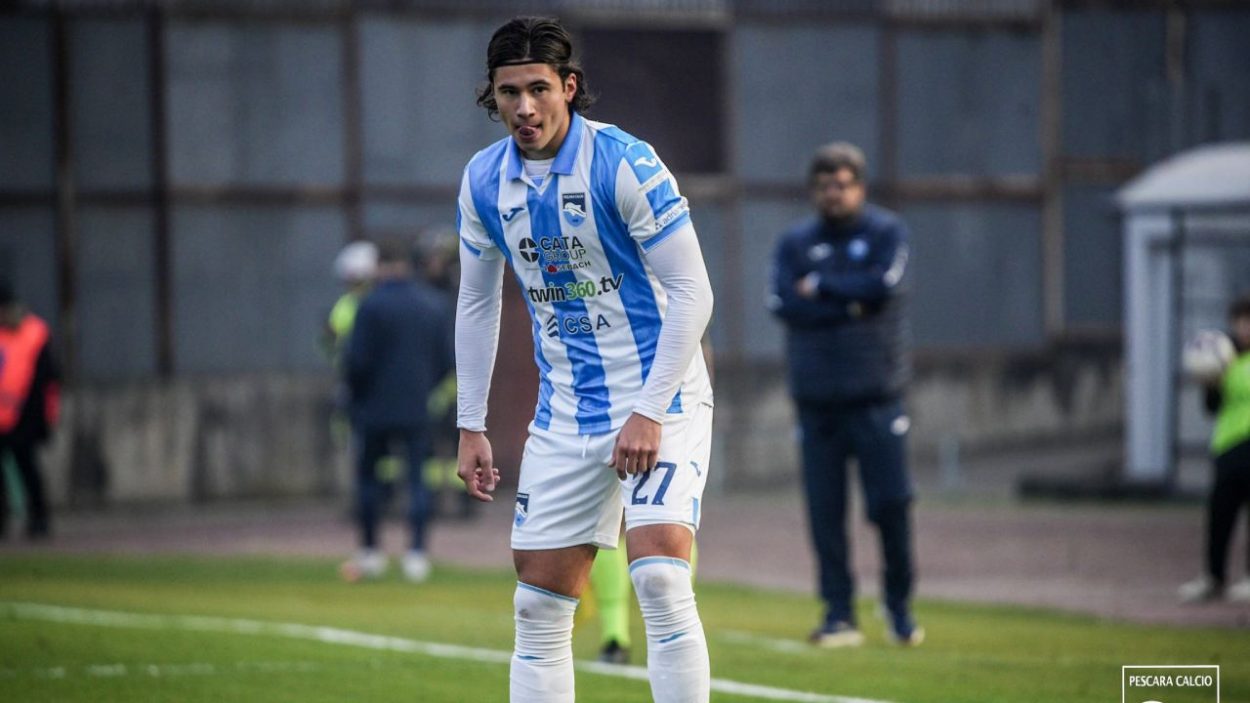 Brando Moruzzi con la maglia del Pescara