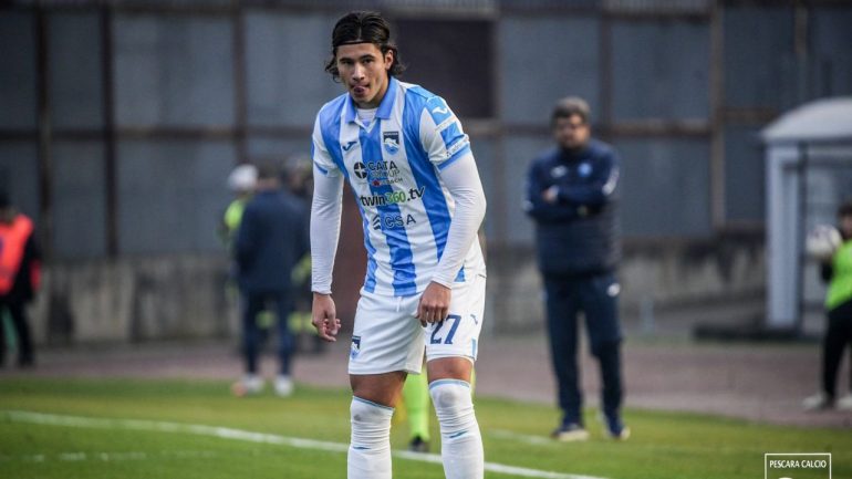 Brando Moruzzi con la maglia del Pescara