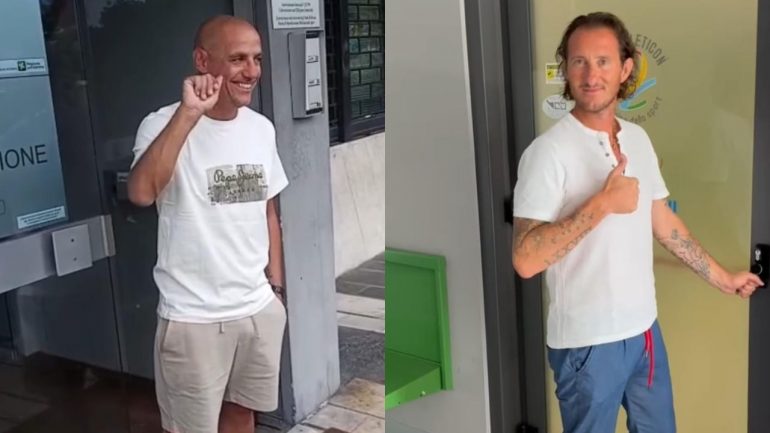 Aimo Diana ed Emanuele Filippini nel giorno delle visite mediche a Brescia