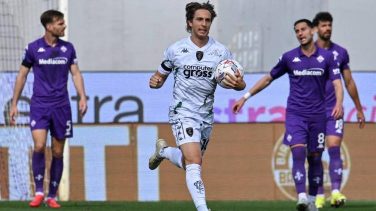 Fiorentina-Empoli, l'esultanza di Fazzini