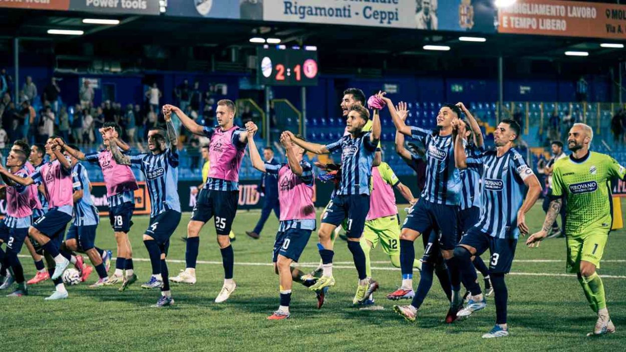 L'esultanza del Lecco al Rigamonti Ceppi (Credit_ Calcio Lecco)