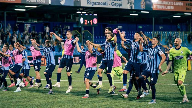L'esultanza del Lecco al Rigamonti Ceppi (Credit_ Calcio Lecco)