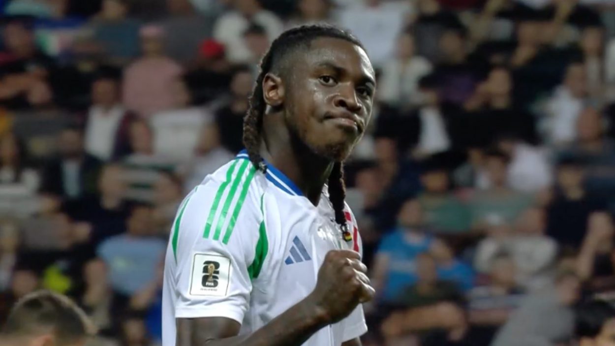 Moise Kean e l'esultanza con la maglia dell'Italia (Screenshot)