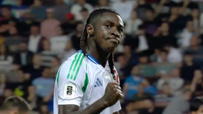 Moise Kean e l'esultanza con la maglia dell'Italia (Screenshot)