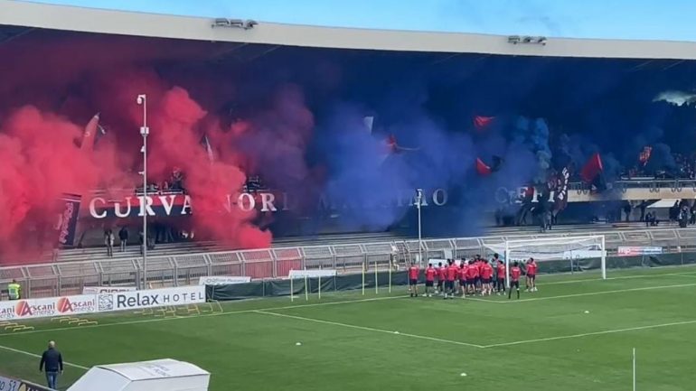 La rifinitura della Sambenedettese alla vigilia del derby contro l'Ascoli