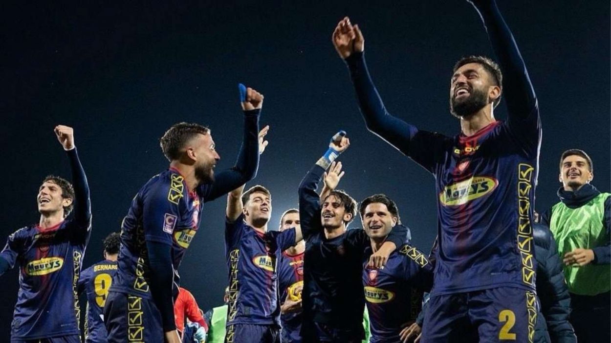 Il Guidonia Montecelio in un'esultanza a fine partita